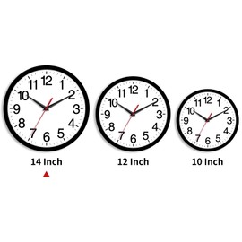 Rohioue 14 Inch Wall Clock, Modern Battery Operated Wall Clocks, Silent Non Ticking Large Analog Clock for Living Room, Office, Home, Bedroom, Kitchen, Bathroom(Black)