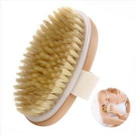 wilcractk Trockenbürste Körperbürste Massagebürste aus Holzgriff – Für Hautpflege, sanfte Reinigung und Hautverfeinerung