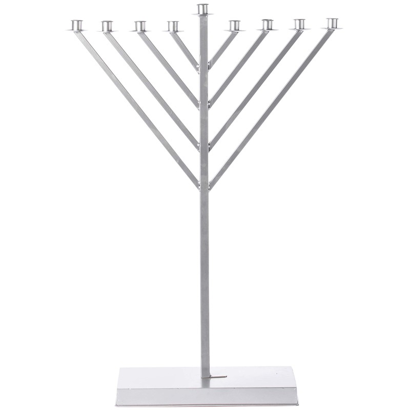Vintiquewise Large Metal Silver Coated Hanukkah Menorah 3 Ft. for