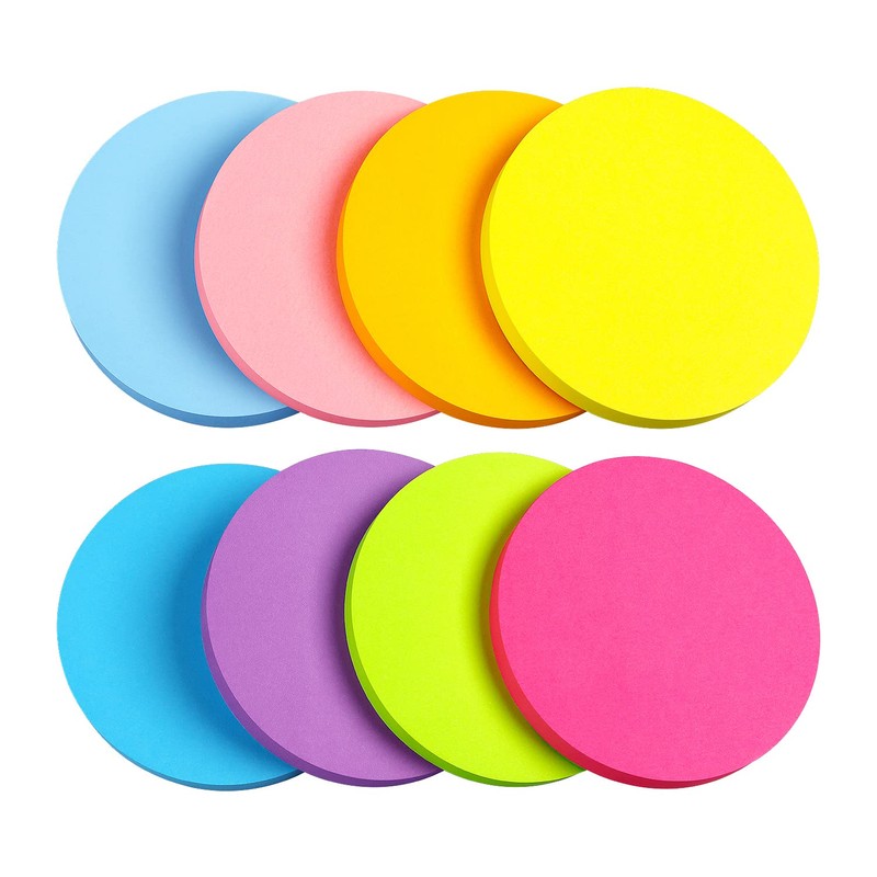 Round Sticky Notes 8 Color Bright Colorful Sticky Pad 75