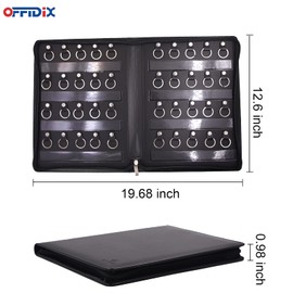 OFFIDIX Large Zippered Key Case,Leather Portable Key Cabinet, 40 Key Hooks Key Organizer,Manager & Landlord Key Holder,Suitable for Real Estate Sales,Hotel Executives, Car Service