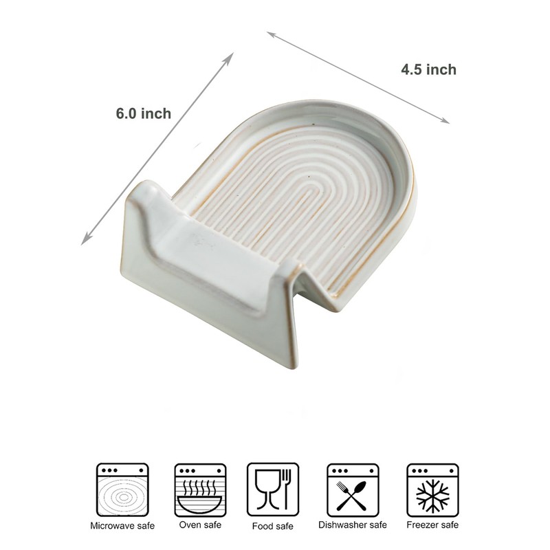 Ceramic Spoon Rest for Countertop Heat-Resistant Spoon Rest for Stove