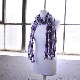 Basic Sense Woven Check Pattern, Neck Scarf, Shawl, Stole Wrap, Purple