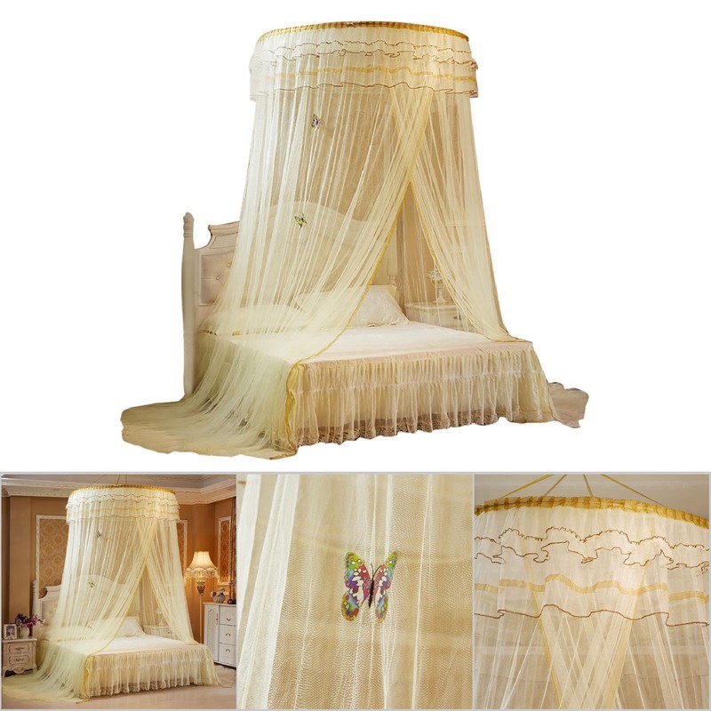 Breathable Round Canopy Lace Princess Style Mosquito Net Bed Curtain