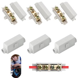 6 Pieces Through Connector, Cable Connector Terminal Block, ABS Housing, 1000V, 100A, Cable Main Line Junction Terminal for 2.5 to 16 mm² Wire for Ceiling Lights Switch Electrical Installation