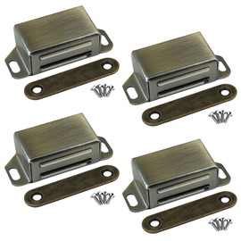 ciciment Magnetic Door Catch, Stainless Steel Cabinet Magnets for Kitchen Wardrobe Bathroom Cupboard Drawer Closures, Strong Magnet Latches for Small Cabinet Doors - Bronze (4 PCS)