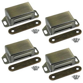 ciciment Magnetic Door Catch, Stainless Steel Cabinet Magnets for Kitchen Wardrobe Bathroom Cupboard Drawer Closures, Strong Magnet Latches for Small Cabinet Doors - Bronze (4 PCS)