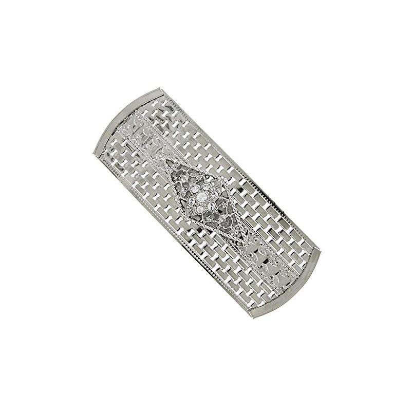 1928 Jewelry Women's Crystal Large Rectangle Hair Barrette, (1 Pcs)
