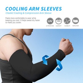 Eutuxia UV Sun Protection Compression Cooling Arm Sleeves, 1 Pair, Men & Women, Anti-Slip, Ideal for All Hiking Running Football Basketball Sports, Outdoor Activities & Indoor, White