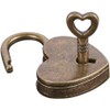 Heart Lock Antique Brass Padlock with Key, Lock and Key