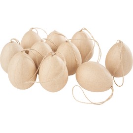 VBS Set of 10 Plastic Eggs 6 x 4.5 cm with Hanging Ribbon Easter Eggs Easter Decoration