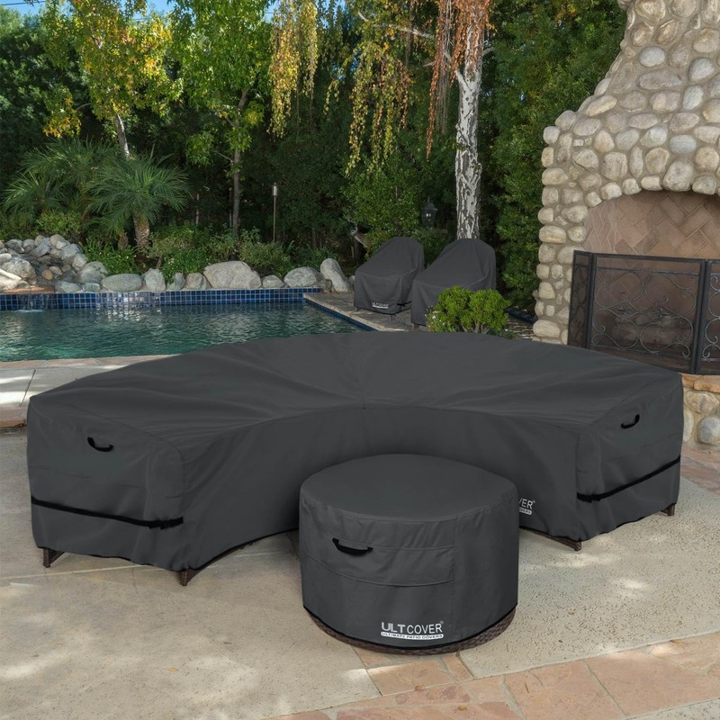 ULTCOVER Patio Curved Sofa Cover Waterproof for 4-6 Seater Outdoor