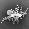 BETITETO Bridal Flower Hair Comb White Wedding Floral Crystal Pearl