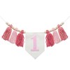 1st Birthday High Chair Banner, Pink Tassel Theme Banner For