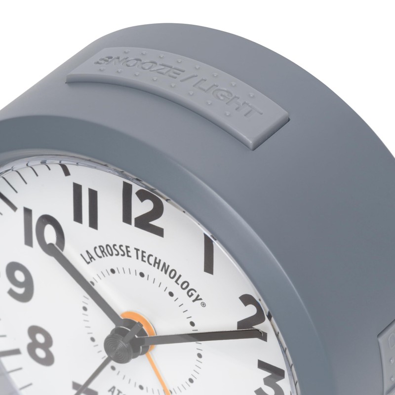 La Crosse Technology 617-710-INT 4-Inch Round Gray Atomic Analog Alarm