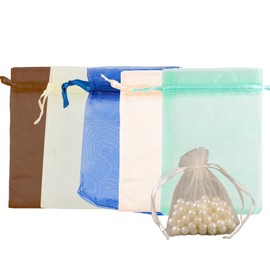 50pcs Organza Bags Small 9x12cm Organza Bags Drawstring Jewelry Pouches Valentine's Day Wedding Birthday Christmas Candy Gift Trophy