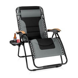 Sophia & William Oversize Zero Gravity Chair, Padded Recliner with Free Cup Holder, Supports 400 LBS (Grey)