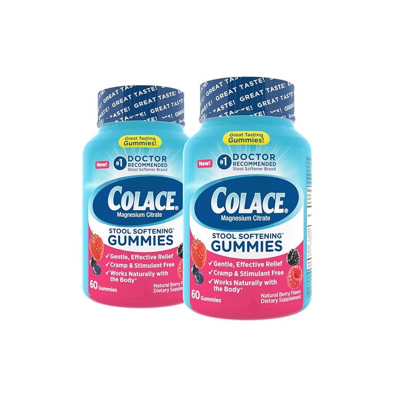 Colace Stool Softener Gummies, Gentle Dependable Constipation Relief Magnesium Citrate