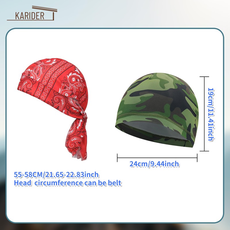 KARIDER 6PCS Cooling Helmet Liner, Cooling Skull Cap Helmet Liner,