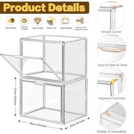 4 Packs Handbag Storage Organizer for Closet, ULENDIS Clear Acrylic Display Case for Purse and Handbag, Stackable Storage Organizer with Magnetic Door for Wallet Book Cosmetic Toys Display