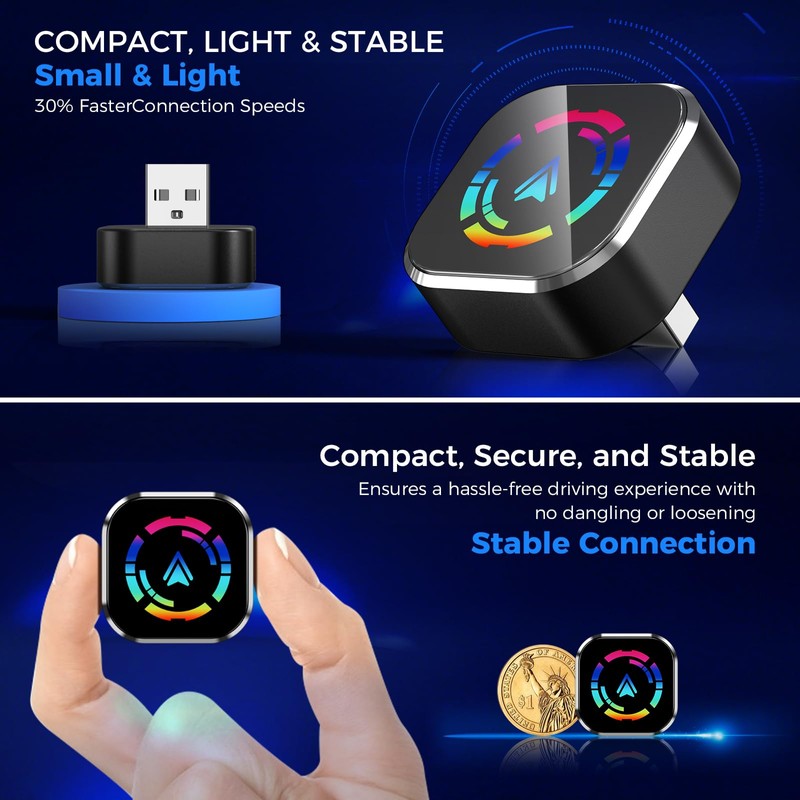 YOUKOYI Wireless CarPlay Car Adapter - Instant Cable to Wireless