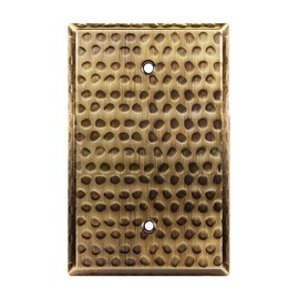 LIDER Blank Metal Wall Plate, Stainless Steel Blank Outlet Cover, Corrosion Resistant, Mid-Size 1-Gang 4.88" x 3.11", 201 Stainless Steel, LMWP-01M-HAB, Hammered Antique Brass