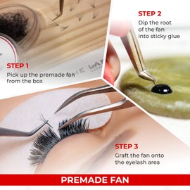 THE LASH SUPPLY THE LASH SUPPLY 1000fans 3D 4D 5D 6D 7D 8D 10D 12D 14D Wispy Premade Fan Eyelashes, C/CC/D Curl, 8-20mm Length, 0.03/0.05/0.07 Thickness, Promade Loose Eyelash Extension Fans, Mixed Length Pack