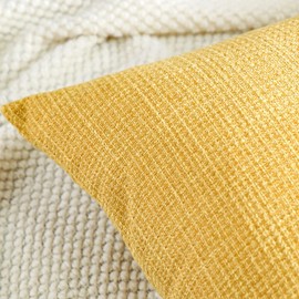 Artscope Cushion Covers Set of 2 Linen Decorative Square Pillowcases Pillow Covers 45x45cm for Home Decor Sofa Bedroom Car (Yellow, 18x18)
