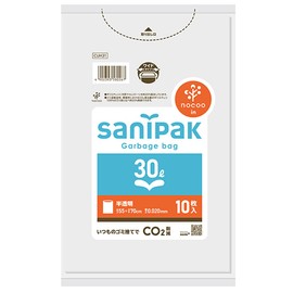 Nippon Sani Pack Nocoo Trash Bags, 10.8 gal (30 L), Translucent, 10 Pieces, 0.02 Cuh31, 27.6 x 21.7 inches (70 x 55 cm)