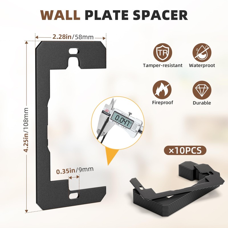 WooFog 10 Pcs Wall Plate Spacers for Outlets, Outlet Spacers