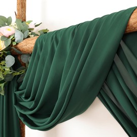 LINXTAR 2 Panels Emerald Green Wedding Arch Drapery 6 Yards Long and 30'' Wide Sheer Chiffon Wedding Arch Draping Fabric for Party Backdrop Outdoor Church Ceremony Decoration