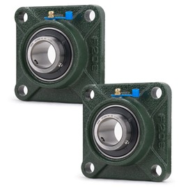 XIKE 2 Pcs UCF206-18 Bore 1-1/8" Pillow Block Square Flange Mounted Ball Bearings, Solid Cast Iron Base and Self Aligning Chrome Steel Sealed Bearings.