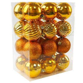 24 Pieces 60mm Christmas Tree Baubles, Christmas Balls Decoration Christmas Tree Pendants, Christmas Baubles Christmas Tree Decorations Xmas Hanging Ornaments, Orange