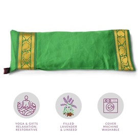 Yoga United 100% Cotton Lavender & Linseed Eye Pillow for Yoga, Relaxation, Meditation, Travel and Gift or Tired Eyes and Headaches, Grass Green