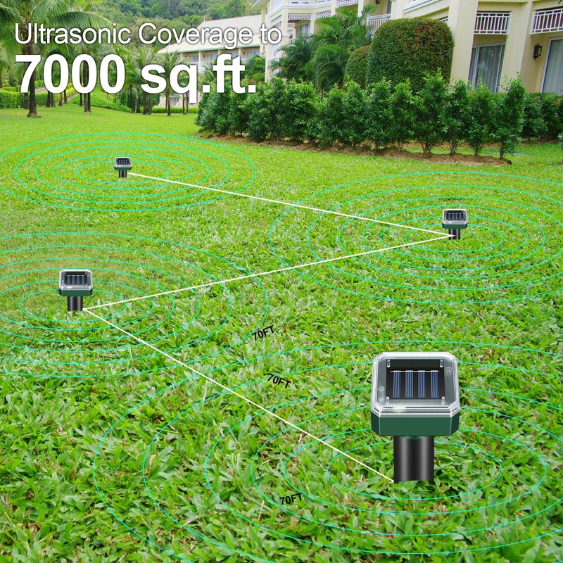 Mole Repellent for Lawns 8 Pack, Solar Powered Mole Repeller