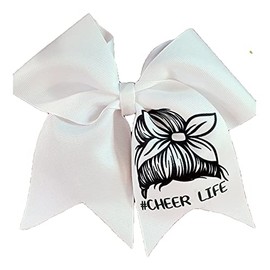 Cheer Bows White Messy Bun # Cheer Life Hair Bow