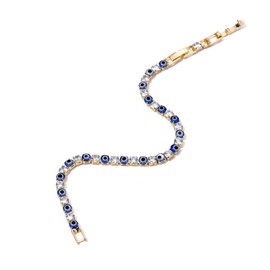 UOOANUO Evil Eye Bracelets for Women 18K Gold and Silver Filled with 4MM Cubic Zirconia Tennis Bracelet Evil Eye Jewelry (14K Gold)