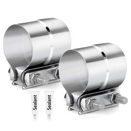 ZEHCLP Exhaust Clamp Butt Joint 304 Stainless Steel Band Lap Joint Band Clamp Stainless Steel for Pipes (1, 3.5 inch)