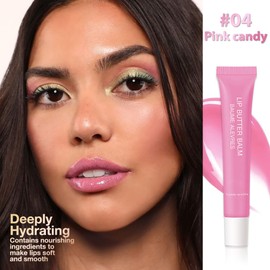 HHLTOH 1Pcs Tinted Lip Balm Serum Makeup, Squeeze Hydrating Tint Lips Balms Serum Cosmetic, Women Care Glossy Nourishing Plumping Lip Stain Gloss Lipstick, Suitable for dry lips, Long-Lasting Color 04