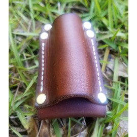 Leather Flashlight Holster for AA Battery Flashlights - Heavyduty Made in USA (Dark Brown (Rivet))