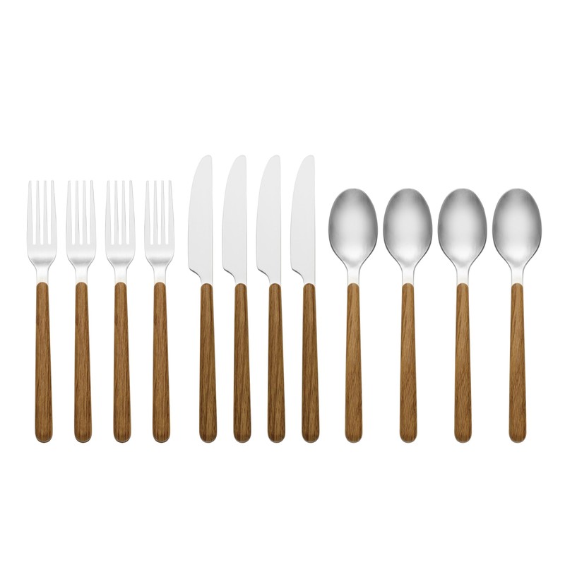 Oneida 898350 24/7 Outdoor Living 12-Piece Flatware Set, Mirror/Faux Wood