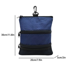 Golf Bag, Portable Golf Bag with Zip, Golf Ball Organiser with Plastic Hooks and 3 Layer Zip for Men and Women