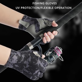 CHSMONB Fishing Gloves UPF50+ Sun Gloves, UV Protection Fingerless Gloves Men Women for Fishing, Kayaking, Rowing, Paddling, Canoeing, Hunting (GL)