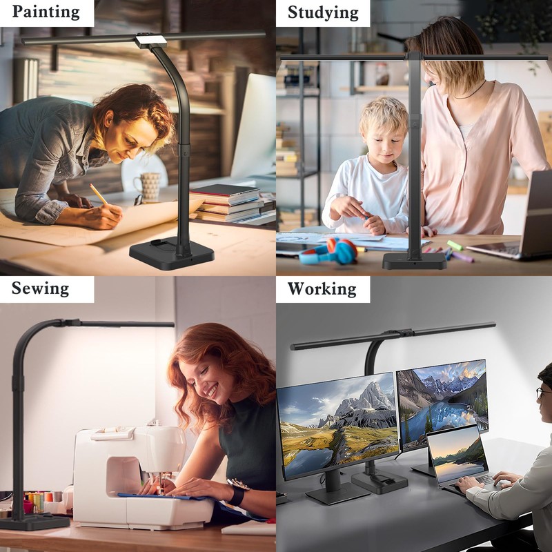 GAEFURY LED Desk Lamp for Home Office, 24W Bright Desk