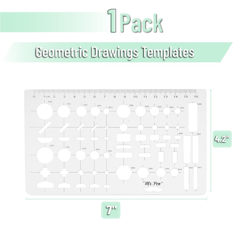 Mr. Pen- Geometric Drawing Template, Plastic Template, Shape Stencils, Geometric