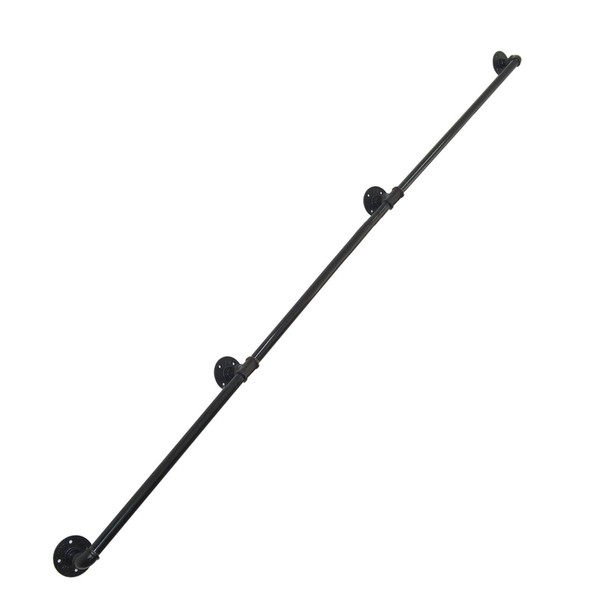 DIYHD 13FT Wall Mount Pipe Handrail for Stairs,Industrial Rustic Black