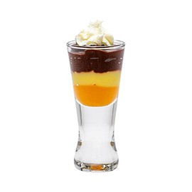 Restaurantware-1.5 Ounce Dessert Shot Glasses, 6 Fine-Blown Appetizer Shot Glasses - Hourglass Silhouette, Serve Shots Or Tasting, Clear Glass Mini Dessert Cups, Heavy Base, For Parties or Weddings