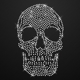 Glitzerdeals Iron-On Transfer Rhinestone Skull Crystal Iron-On for Textiles Carnival Costume Skull Rhinestone Motif Skull Glitter
