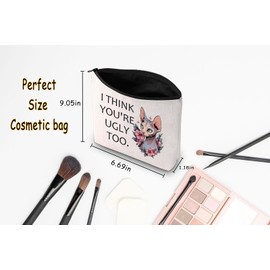 JNIAP Sphynx Cat Gift I Think You're Ugly Too Cosmetic Bag Hairless Cat Lover Mom Gift (Ugly Too Bag)