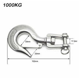 Duokon Crane Lock Hook, Stainless Steel Swivel Load Hook with Locking Rigging Accessories for Marine Boat Yacht Rowing Boat Forestry Chain (650kg/1000kg) (1000kg)